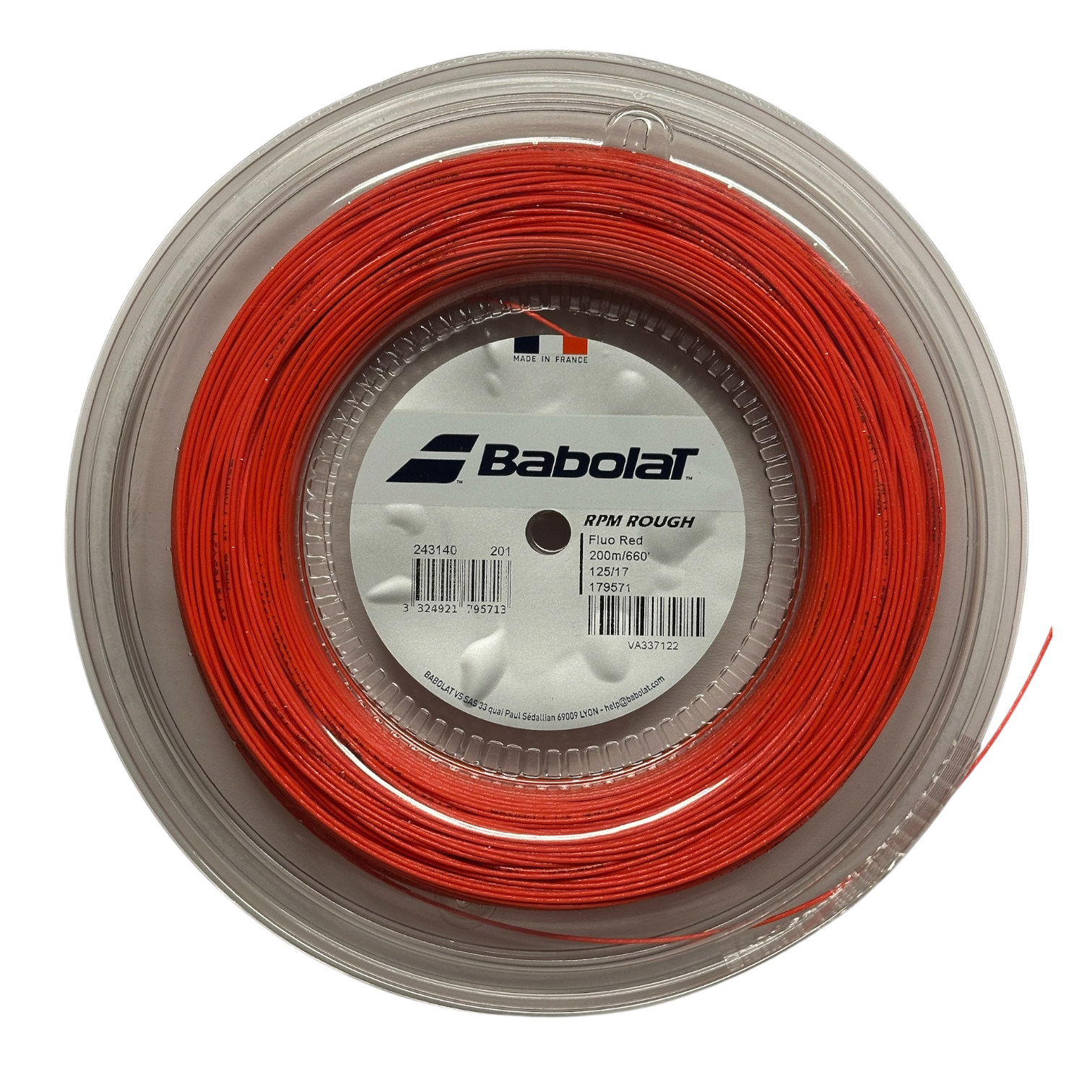 Cuerda de Tenis Babolat Rpm Rough Fluo Red 1.25mm 200 mts
