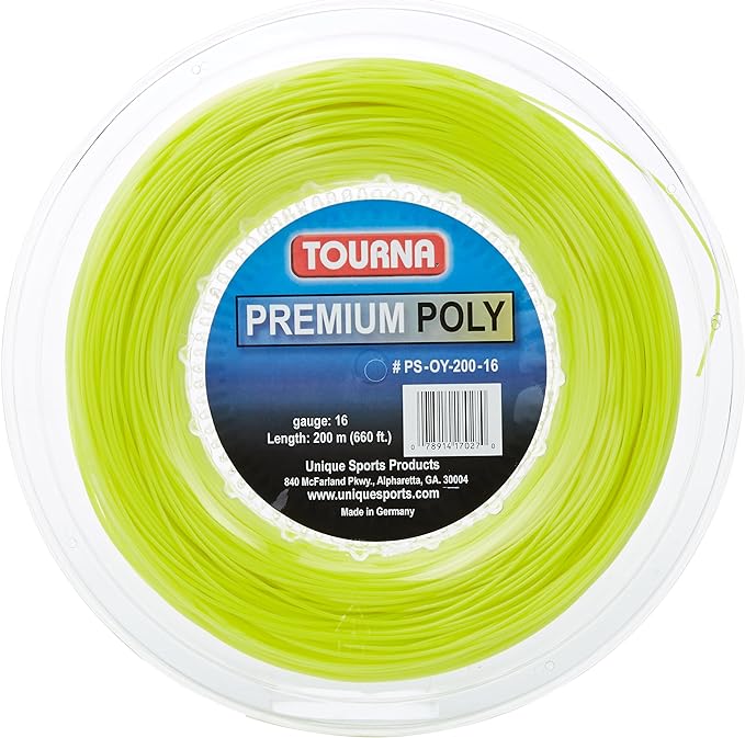 Cuerda de Tenis Tourna Premium Poly Yellow 1.25mm 200 mts