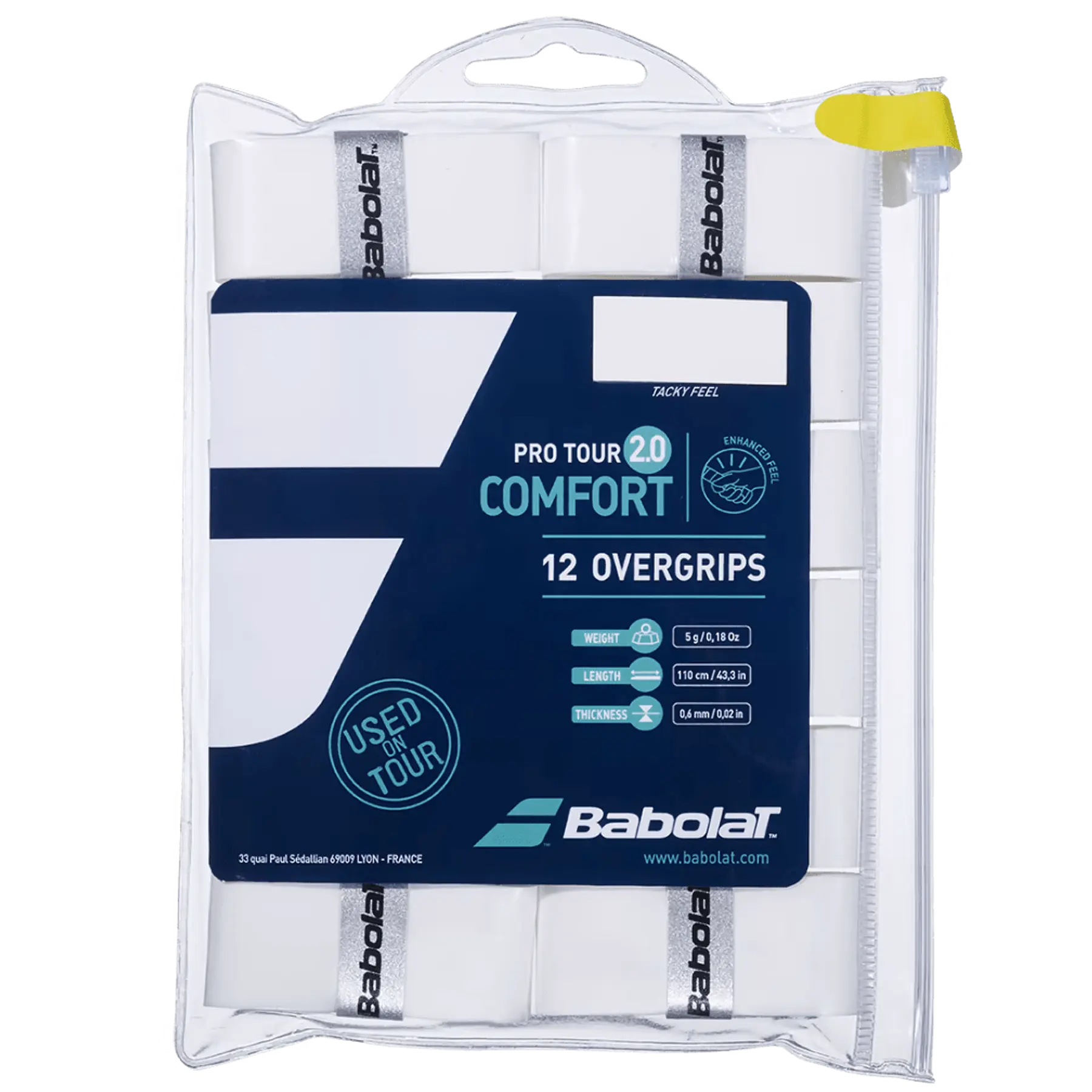 Overgrip Babolat Pro Tour Comfort 2.0 Blanco 12 Pack