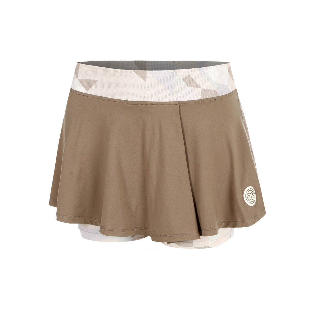 Falda Bidi Badu Paris 2025 Printed Wavy Skirt Women Brown Beige L