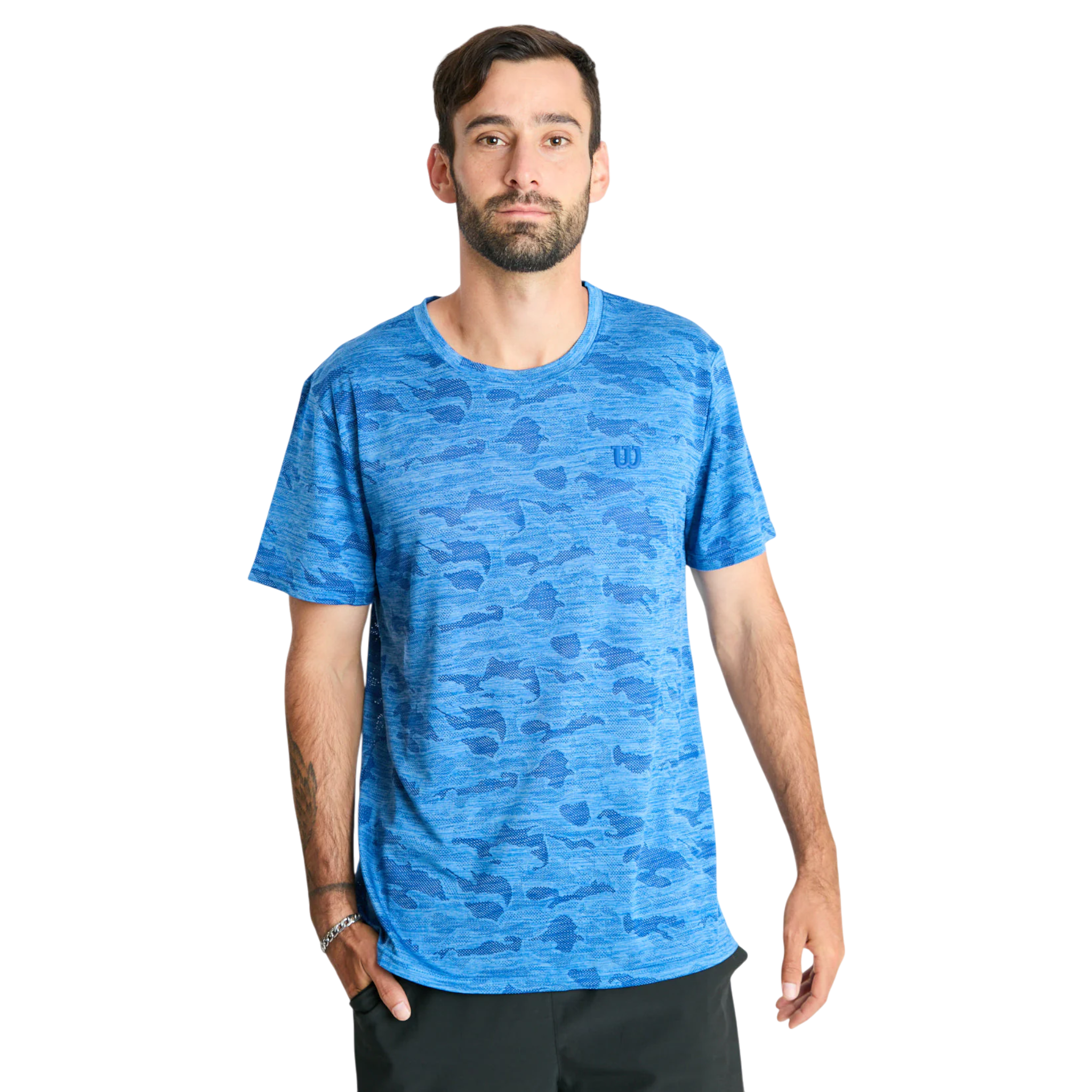 Polera Hombre Deportiva Wilson Camuflaje Azul L