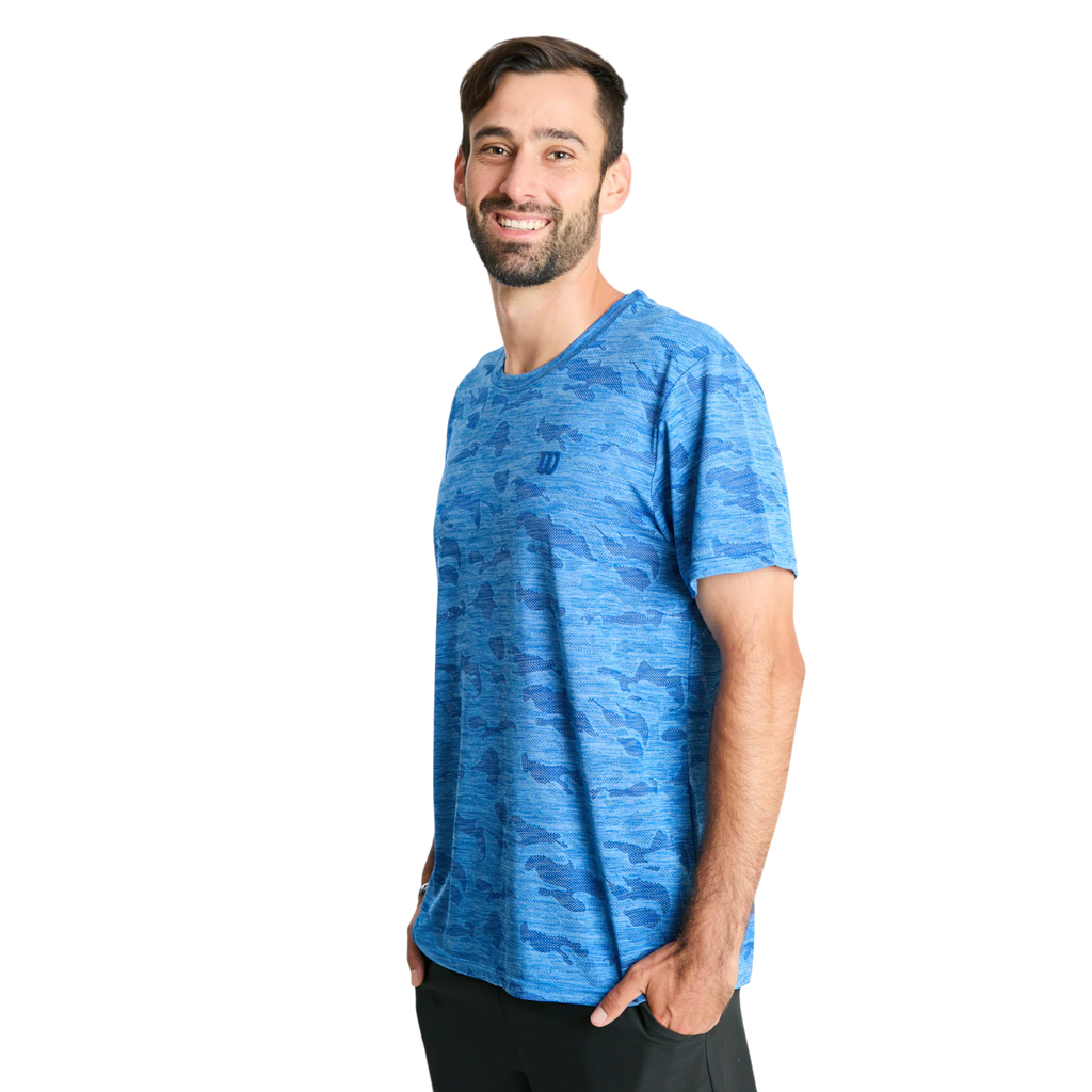 Polera Hombre Deportiva Wilson Camuflaje Azul L