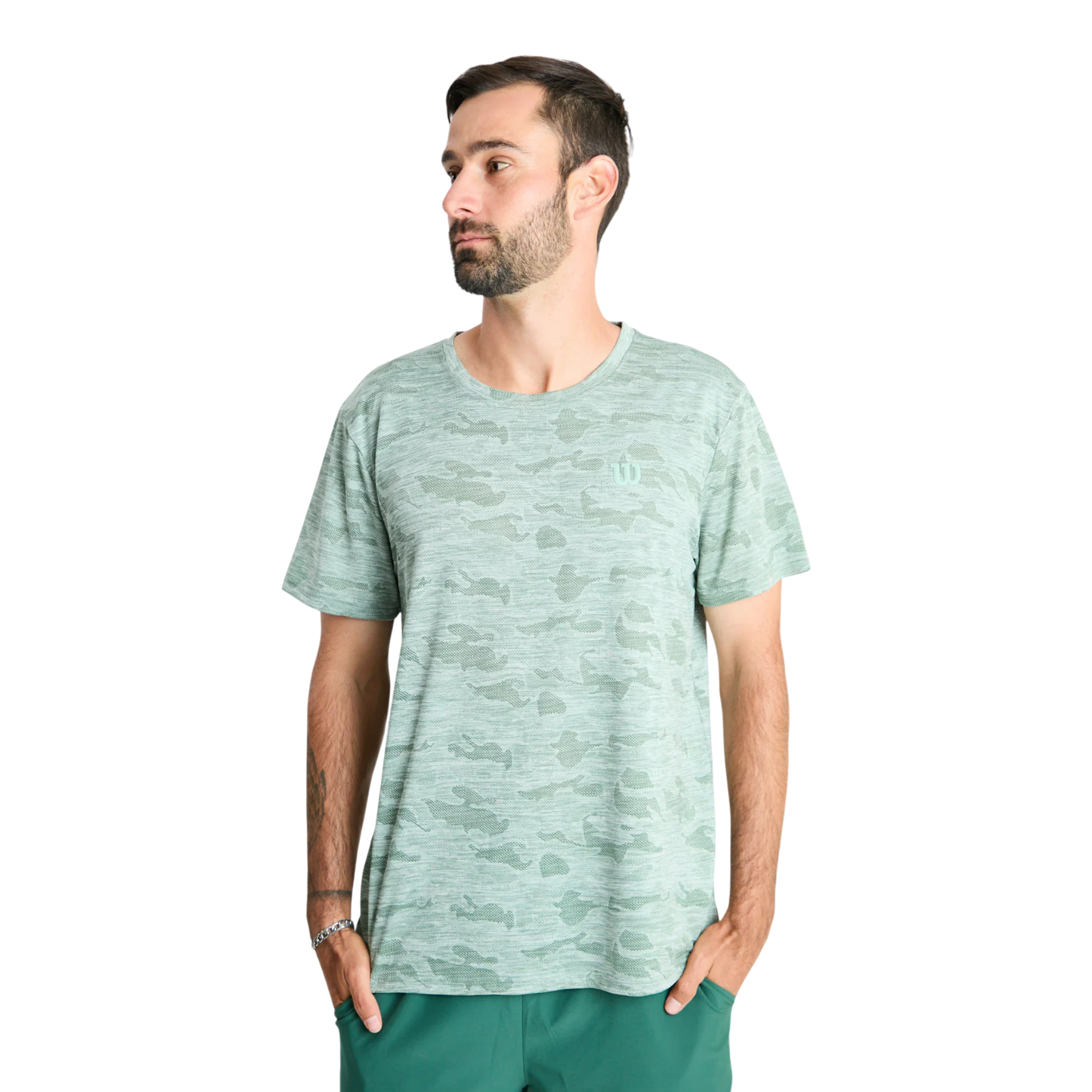 Polera Hombre Deportiva Wilson Camuflaje Verde L
