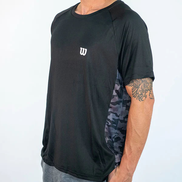 Polera Hombre Deportiva Wilson Negro Camuflaje Talla M