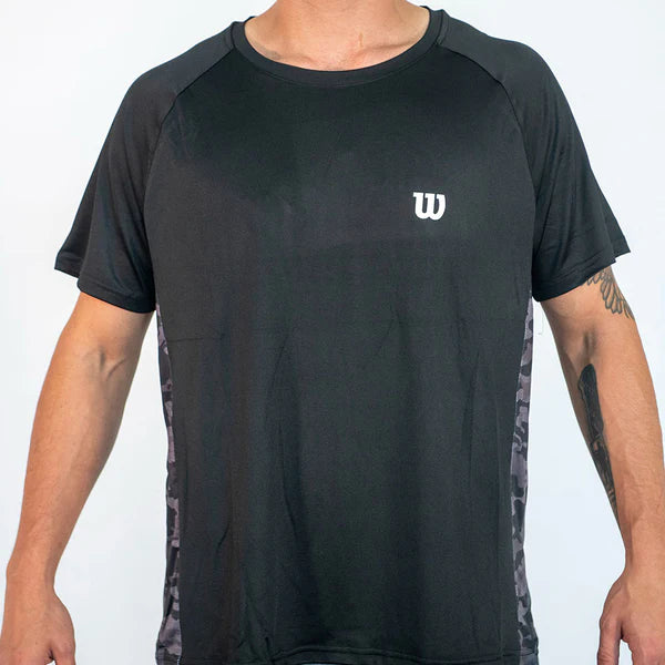 Polera Hombre Deportiva Wilson Negro Camuflaje Talla M