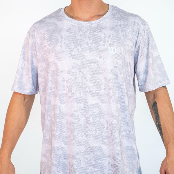 Polera Hombre Deportiva Wilson Strong Fit Blanca Camuflaje M