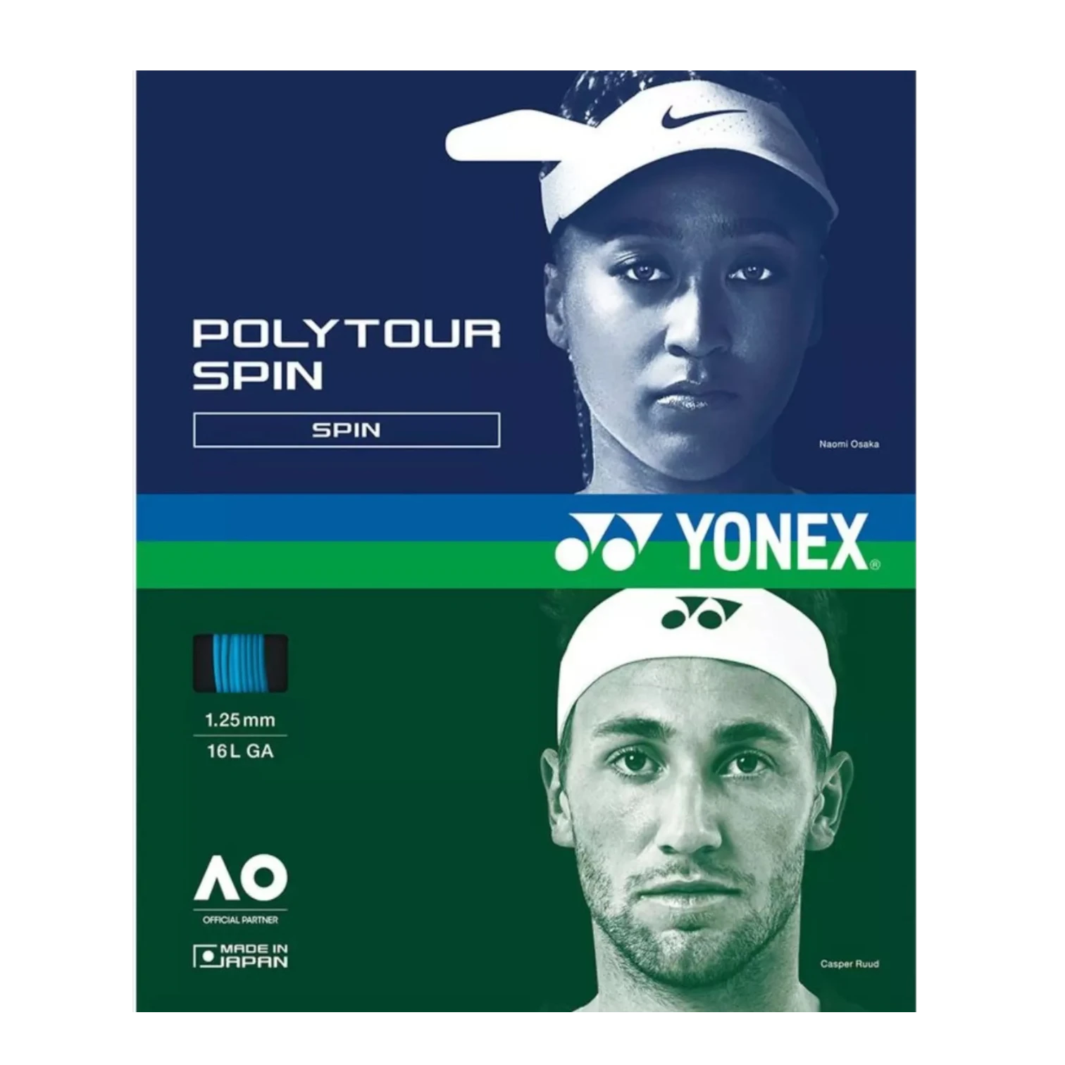 Set Cuerda de Tenis Yonex Polytour Spin Cobalto 1.25mm