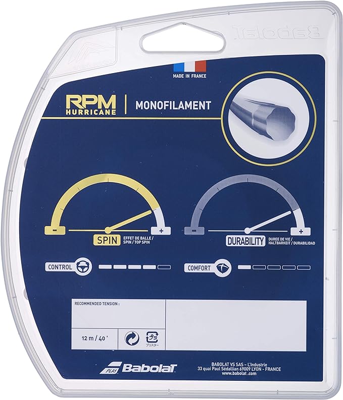 Set Cuerda de Tenis Babolat Rpm Hurricane Spin Durability Yellow 1.25mm