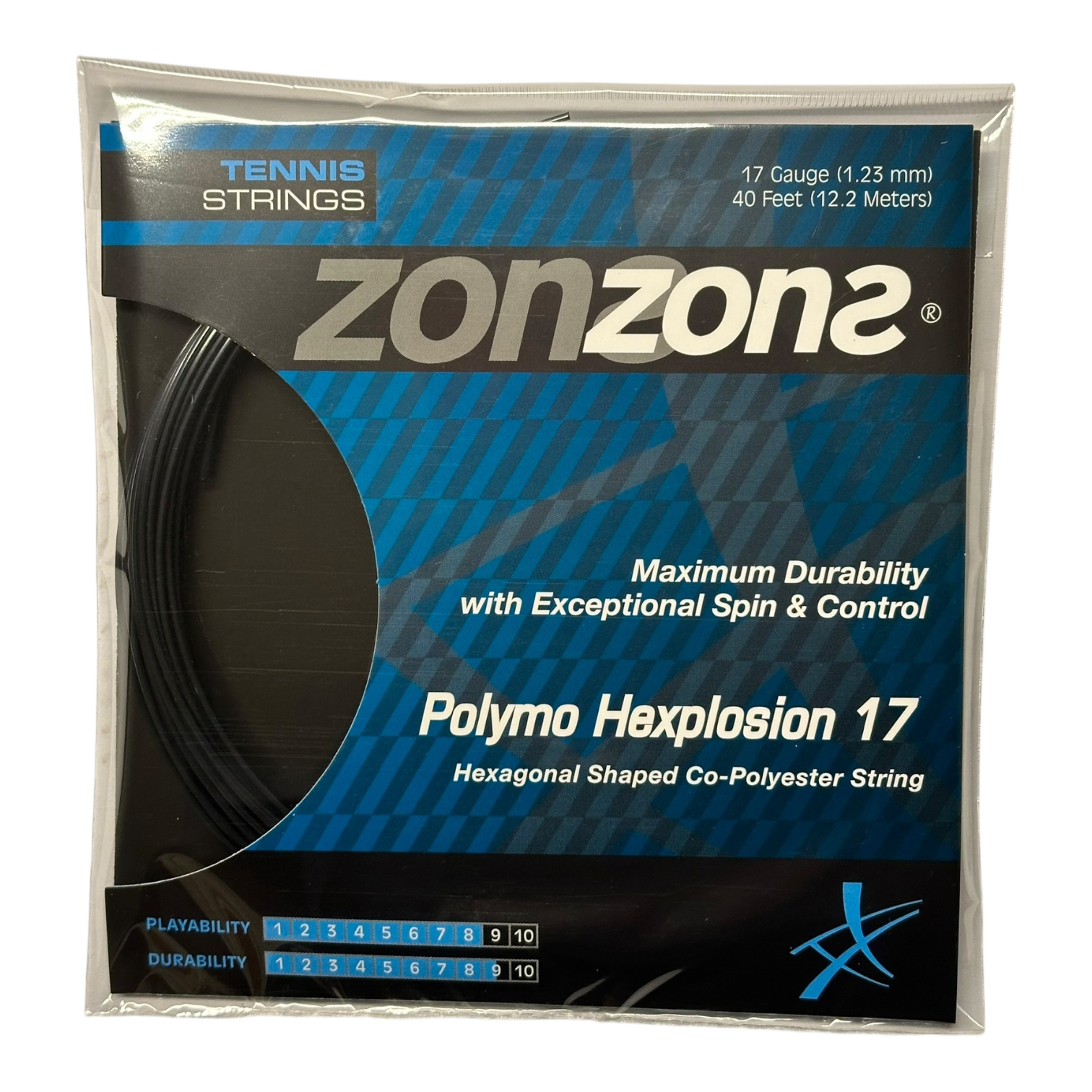 Set Cuerda de Tenis Zons Polymo Hexplosion Black 1.23mm