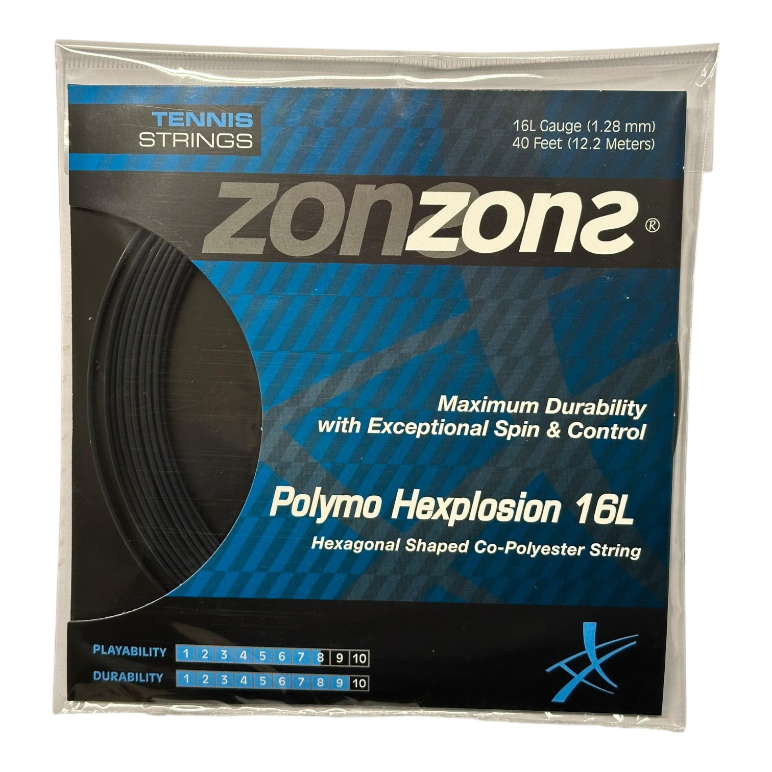 Set Cuerda de Tenis Zons Polymo Hexplosion Black 1.28mm