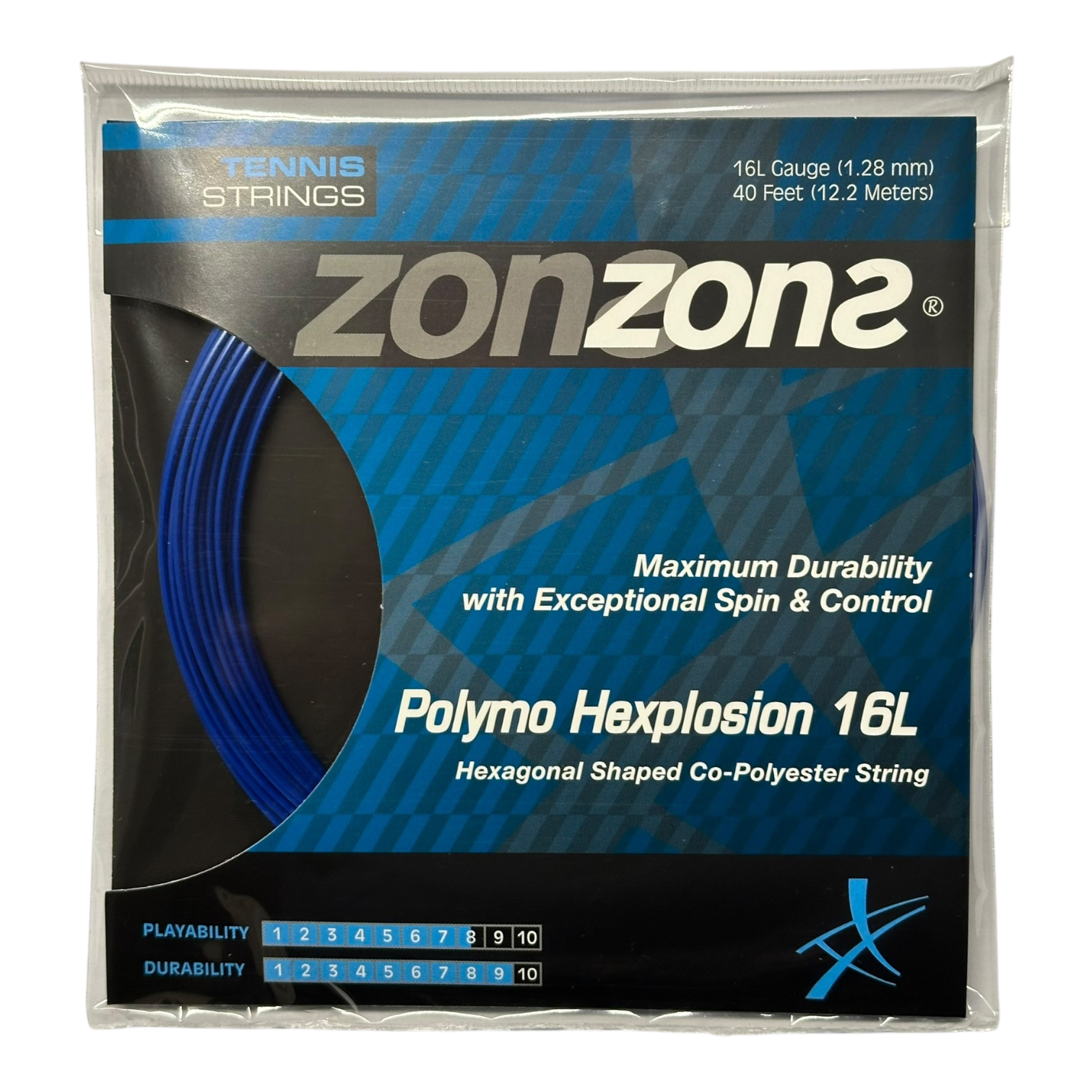 Set Cuerda de Tenis Zons Polymo Hexplosion Dark Blue 1.28mm