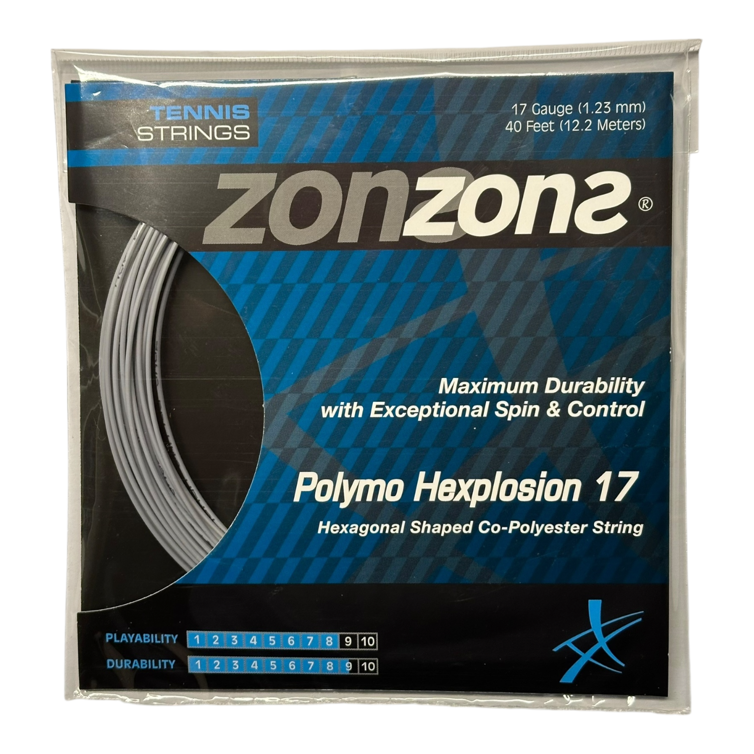 Set Cuerda de Tenis Zons Polymo Hexplosion Silver 1.23mm