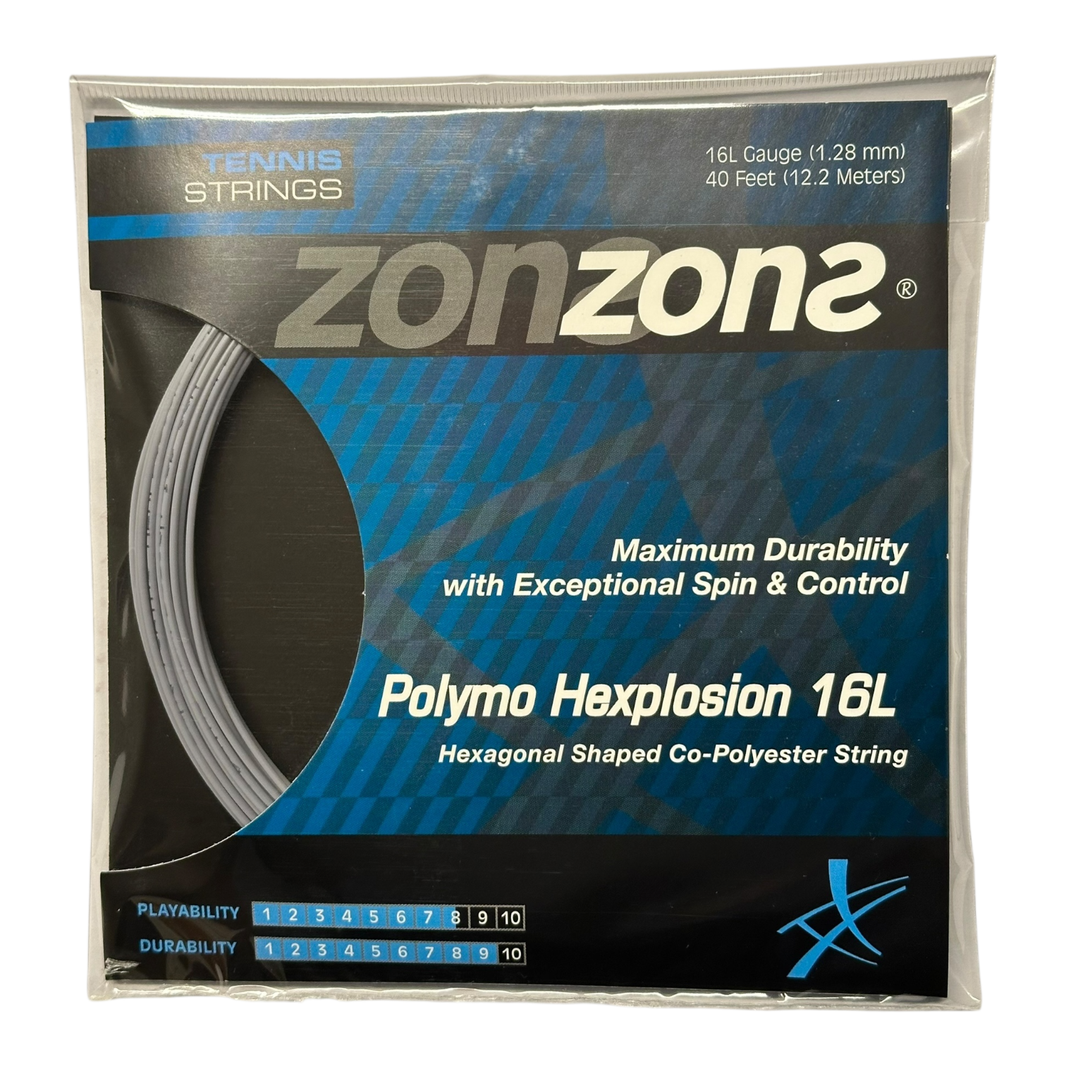 Set Cuerda de Tenis Zons Polymo Hexplosion Silver 1.28mm